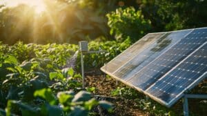 Solceller i en rabatt